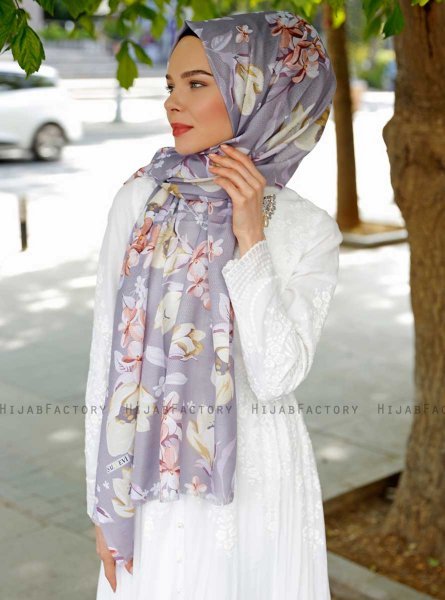 Fani - Lila Gemustertes Hijab - Sal Evi