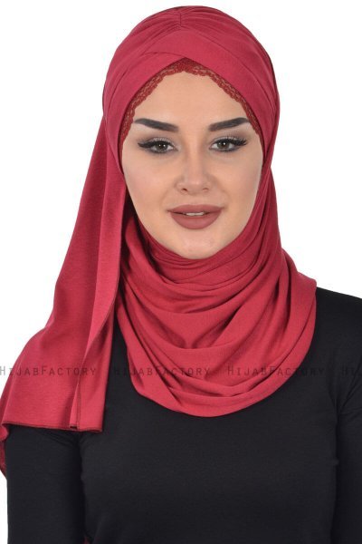 Filippa - Bordeaux Baumwolle Praktisch Hijab - Ayse Turban