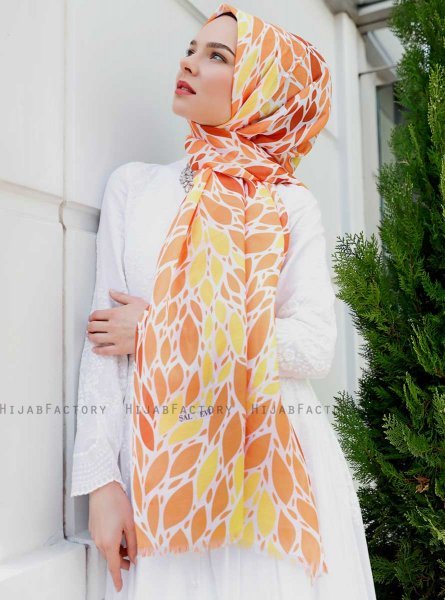 Gemila - Orange Gemustertes Hijab - Sal Evi