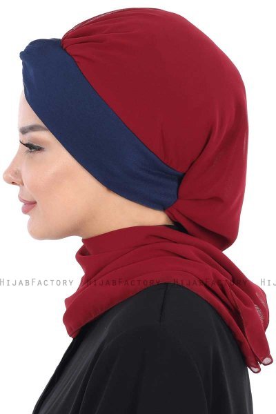 Gill - Bordeaux & Navy Blau Praktisch Hijab