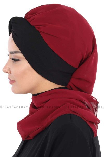 Gill - Bordeaux & Schwarz Praktisch Hijab