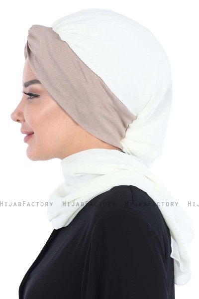 Gill - Creme & Taupe Praktisch Hijab