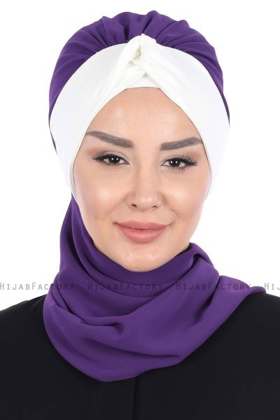 Gill - Lila & Creme Praktisch Hijab