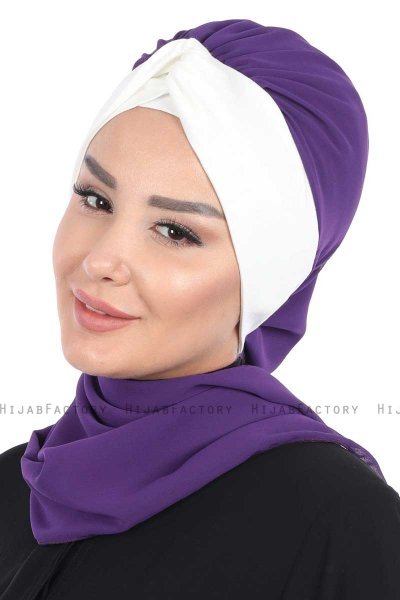 Gill - Lila & Creme Praktisch Hijab