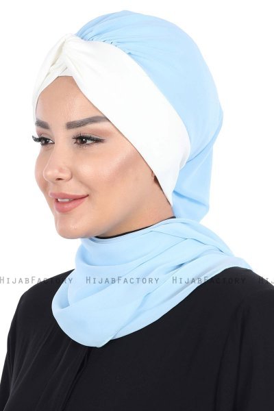 Gill - Hellblau & Creme Praktisch Hijab