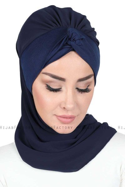 Gill - Navy Blau & Navy Blau Praktisch Hijab