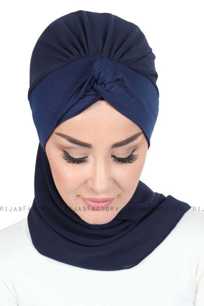 Gill - Navy Blau & Navy Blau Praktisch Hijab