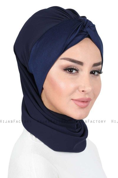 Gill - Navy Blau & Navy Blau Praktisch Hijab