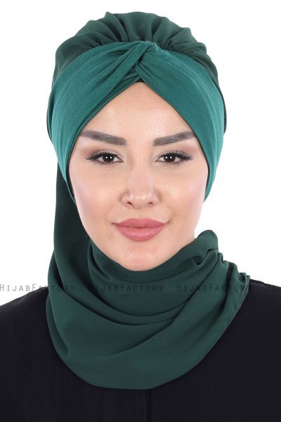 Gill - Dunkelgrün & Dunkelgrün Praktisch Hijab