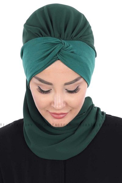 Gill - Dunkelgrün & Dunkelgrün Praktisch Hijab