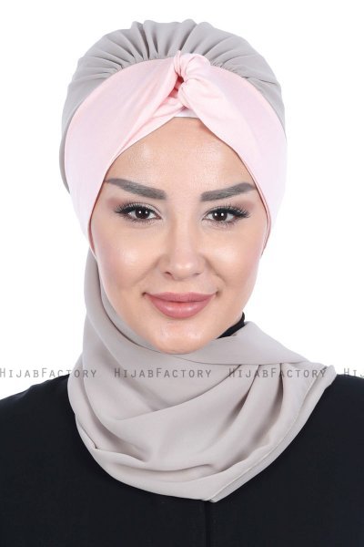Gill - Taupe & Altrosa Praktisch Hijab