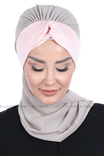 Gill - Taupe & Altrosa Praktisch Hijab