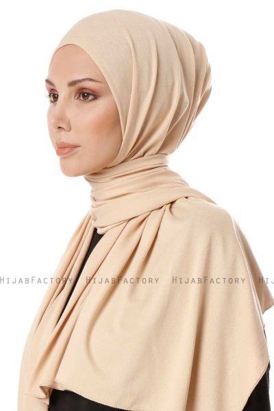 Hande - Beige Baumwolle Hijab - Gülsoy