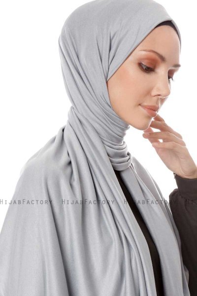 Hande - Grau Baumwolle Hijab - Gülsoy