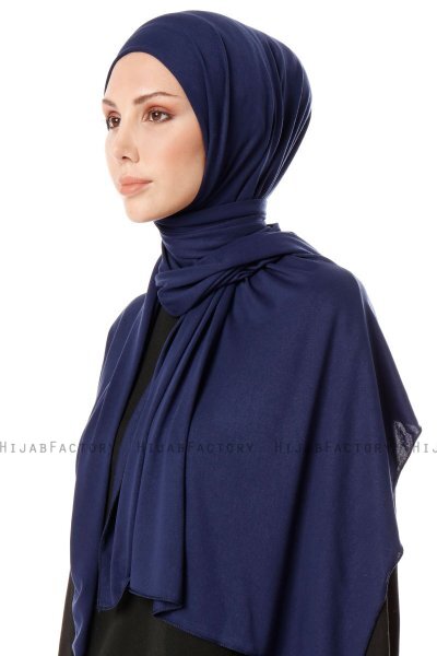 Hande - Navy Blau Baumwolle Hijab - Gülsoy