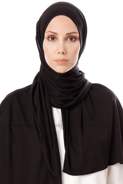 Hande - Schwarz Baumwolle Hijab - Gülsoy