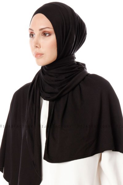 Hande - Schwarz Baumwolle Hijab - Gülsoy