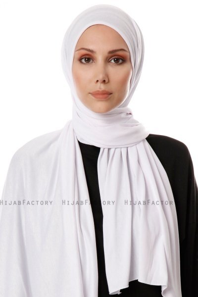 Hande - Weiß Baumwolle Hijab - Gülsoy