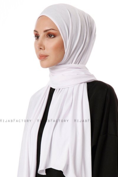 Hande - Weiß Baumwolle Hijab - Gülsoy
