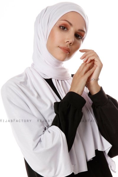 Hande - Weiß Baumwolle Hijab - Gülsoy