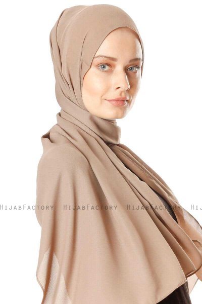 Hazal - Taupe Crepe Hijab - Ecardin