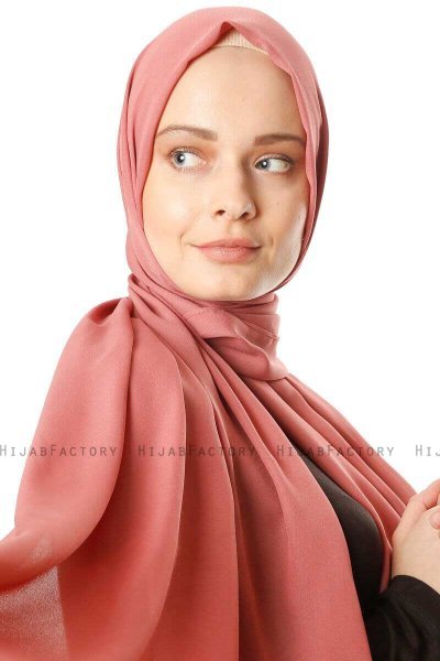 Hazal - Ziegelrot Crepe Hijab - Ecardin