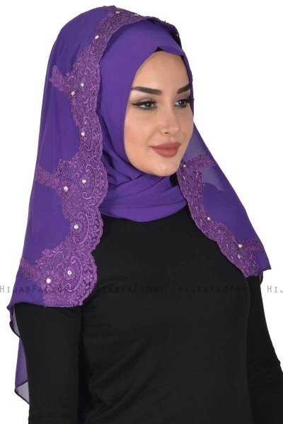 Helena - Lila Praktisch Hijab - Ayse Turban