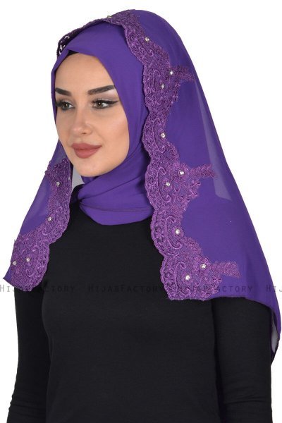 Helena - Lila Praktisch Hijab - Ayse Turban