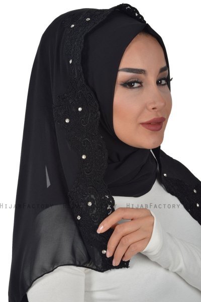 Helena - Schwarz Praktisch Hijab - Ayse Turban