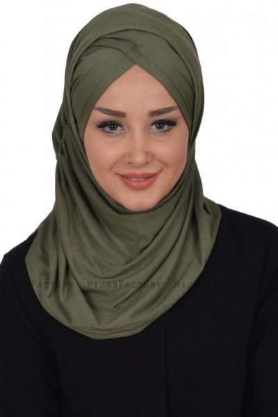 Hilda - Khaki Baumwolle Hijab
