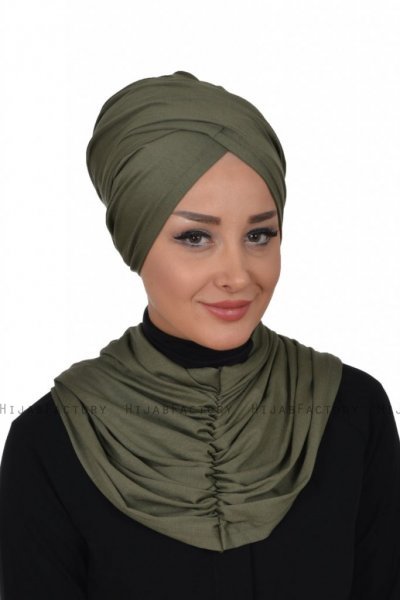Hilda - Khaki Baumwolle Hijab