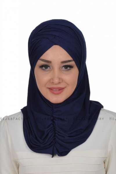 Hilda - Navy Blau Baumwolle Hijab