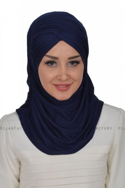 Hilda - Navy Blau Baumwolle Hijab