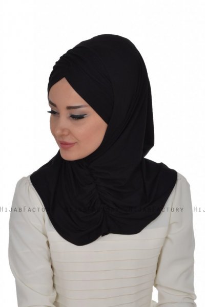 Hilda - Schwarz Baumwolle Hijab