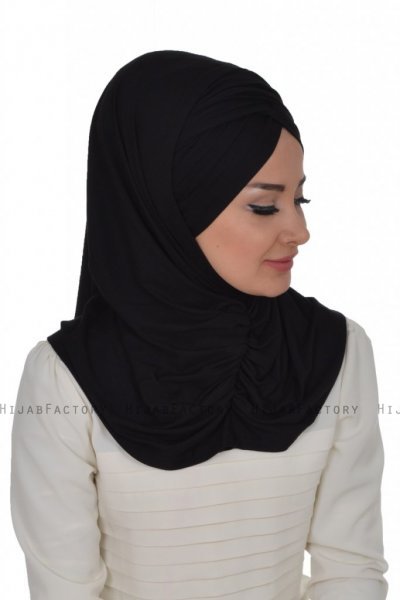 Hilda - Schwarz Baumwolle Hijab