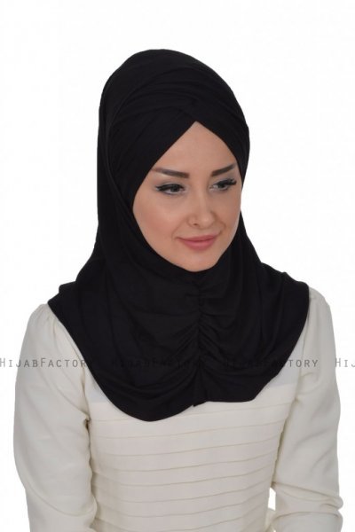 Hilda - Schwarz Baumwolle Hijab