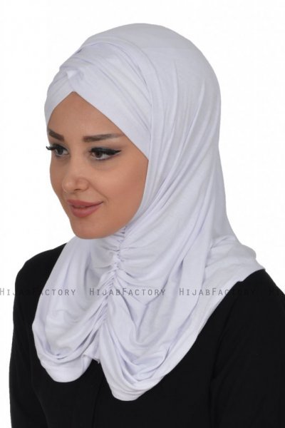 Hilda - Weiß Baumwolle Hijab