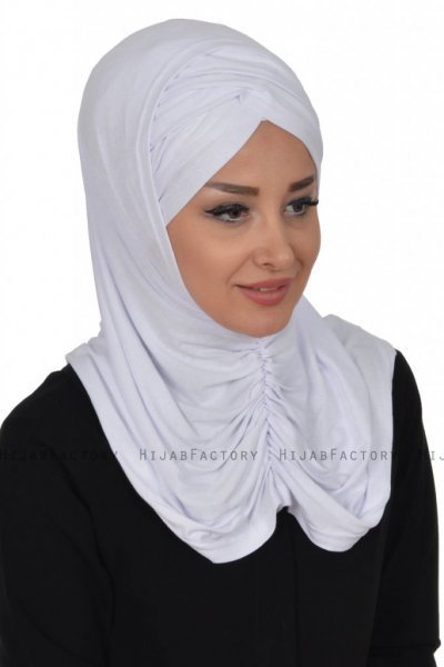 Hilda - Weiß Baumwolle Hijab