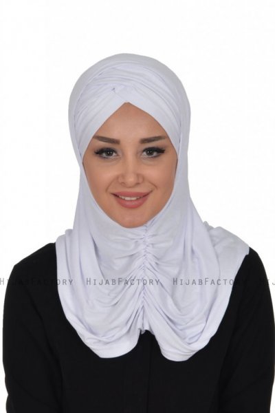 Hilda - Weiß Baumwolle Hijab
