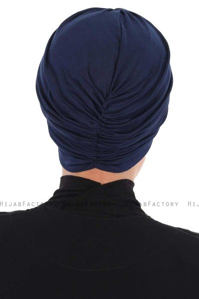 Jill - Navy Blau Baumwolle Turban - Ayse Turban