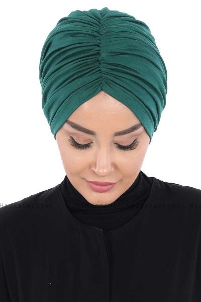 Jill - Dunkelgrün Baumwolle Turban - Ayse Turban