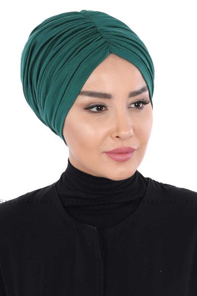 Jill - Dunkelgrün Baumwolle Turban - Ayse Turban