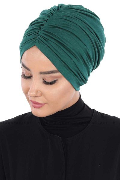 Jill - Dunkelgrün Baumwolle Turban - Ayse Turban