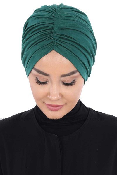 Jill - Dunkelgrün Baumwolle Turban - Ayse Turban