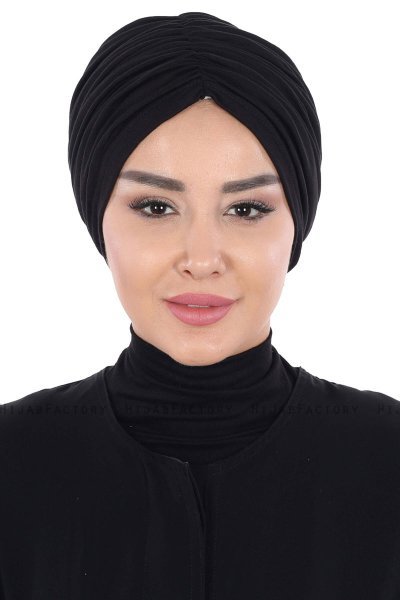 Jill - Schwarz Baumwolle Turban - Ayse Turban