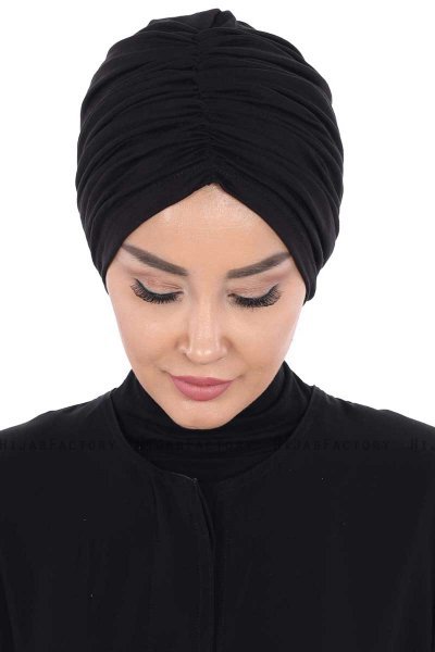 Jill - Schwarz Baumwolle Turban - Ayse Turban