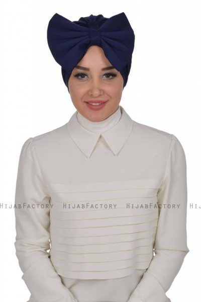 Julia - Navy Blau Baumwolle Turban - Ayse Turban