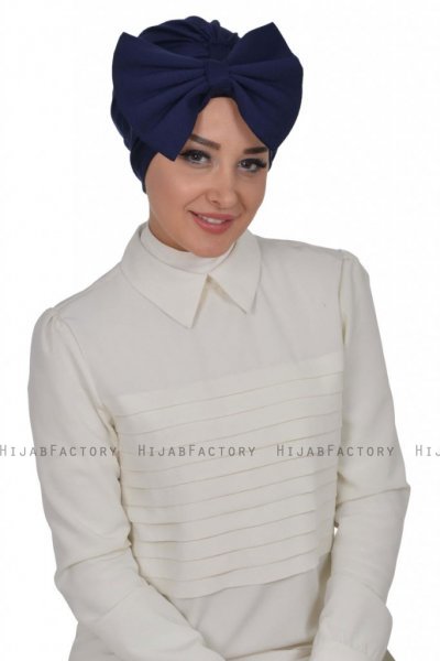Julia - Navy Blau Baumwolle Turban - Ayse Turban