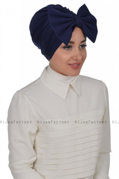 Julia - Navy Blau Baumwolle Turban - Ayse Turban