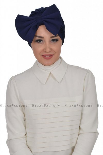 Julia - Navy Blau Baumwolle Turban - Ayse Turban